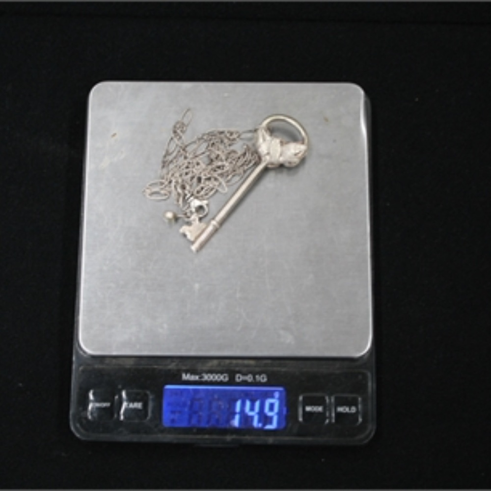 Sterling Silver Necklace w/Key Pendant - Picture 10 of 11